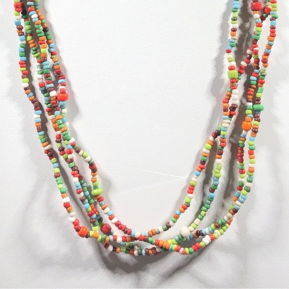NECKLACE - MULTI-COLORED MINI BEADS with 4 strands. - Picture 3 of 8
